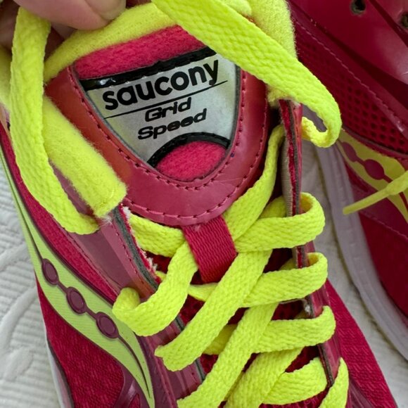 NEVER WORN! SAUCONY Hot Pink Yellow GRID SPEED Trainers Running Work Out 9.5 - Picture 2 of 10